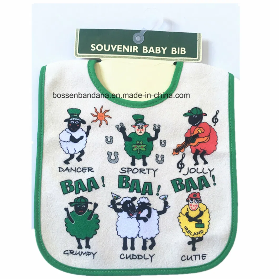 China Factory OEM Custom Design Printed Cotton Burp Cloth Baby Feeding Bib