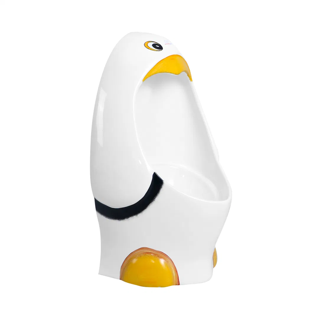 Colorful Penguin Shape Ceramic Children&prime;s Floor Mounted Urinal, Small Freestanding Urinal for Kids Bathroom, Safe-Designed Preschool Sanitary Ware