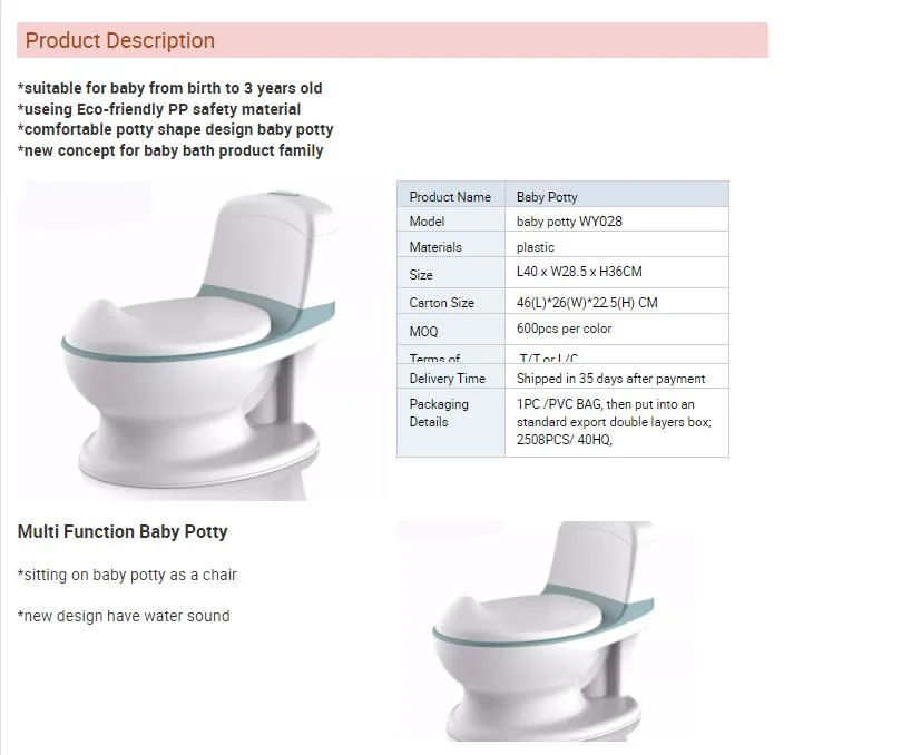 Pumping Sound Simulation Baby Training Potty Easy Portable Simulate to Adult&prime; S Toilet Potty Best Selling