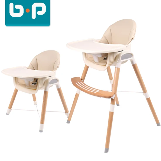 En 14988 Certificated Kids Feeding 3 in 1 Wood Baby High Chair